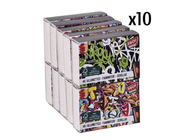 Streichhölzer "Streetart" 42mm; 10x10 Pack. à 40 Streichhölzer