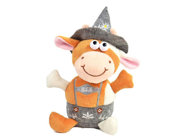 Laber-Kuh "Liesl", mit trad. Kleidung "Plappert alles nach", inkl. Batt., 18,5x16x11,5cm