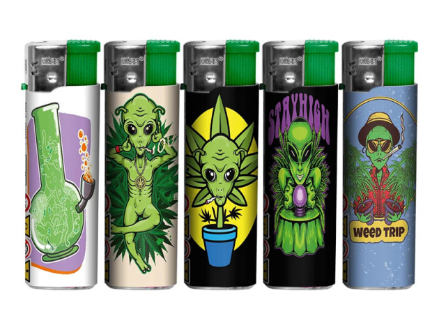 Elektrofeuerzeuge "Stay High" 5-fach sortiert, 50er Display