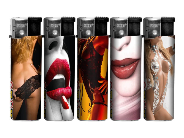 Elektrofeuerzeuge "Red & Hot" 5-fach sortiert, 50er Display