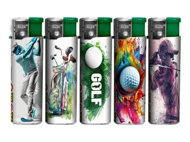 Elektrofeuerzeuge "Golf" 5-fach sortiert, 50er Display