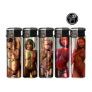 Elektrofeuerzeuge "Pure Girls", 3D-Alu-Motiv, 5-fach sortiert, 50er Display