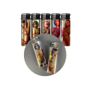 Elektrofeuerzeuge "Pure Girls", 3D-Alu-Motiv, 5-fach sortiert, 50er Display