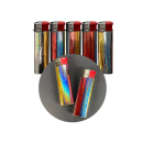 Elektrofeuerzeuge "Wooden Stripes", 3D-Alu-Motiv, 5-fach sortiert, 50er Display