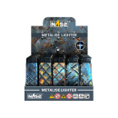 Sturmfeuerzeuge "Metalise", 3D-Alu-Motiv, Turbo-Flame, 5-fach sortiert, 50er Display