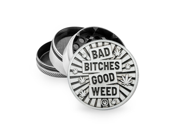 Grinder "Silver Bad Bitches Good Weed", 4-tlg.: Ø 50 mm