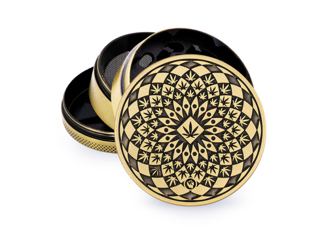 Grinder Silber "Gold Leaf Pattern" Metal, 4-tlg.: Ø 60 mm