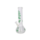 Glasbong Kugel "Hanfblatt grün" transp., Glaschill. Höhe 30cm, Schliff 14