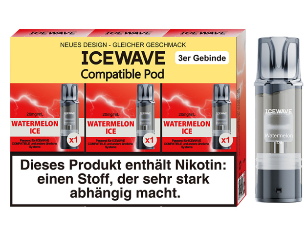 ICEWAVE 3 in 1 Pod - Watermelon Ice (Wassermelone, Eis) - 20mg - 3er Set