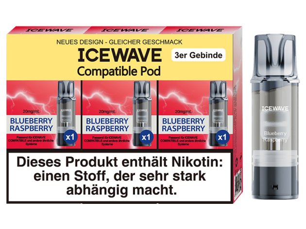 ICEWAVE 3 in 1 Pod - Blueberry Raspberry (Blaubeere, Himbeere) - 20mg - 3er Set