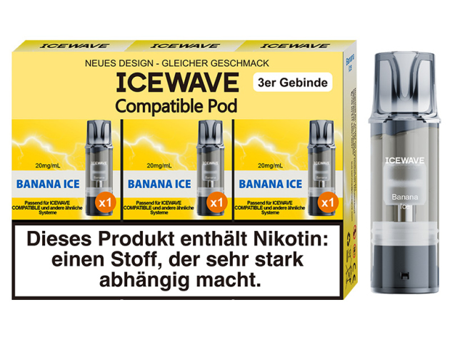 ICEWAVE 3 in 1 Pod - Banana Ice (Banane, Eis) - 20mg - 3er Set