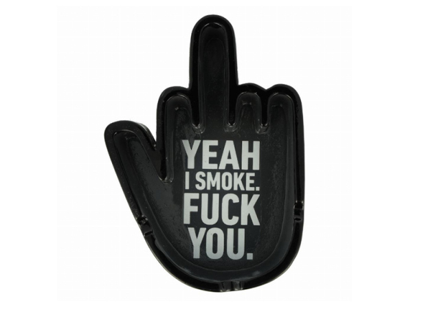 Aschenbecher "Fuck you" Keramik, schwarz; 2er Set