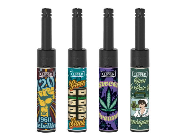 Clipper Mini Stabfeuerzeug RETRO WEED Mini Tube, 24er Display