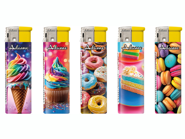 Elektrofeuerzeuge "COLORFUL DESSERT", 5-fach sortiert, 50er Display