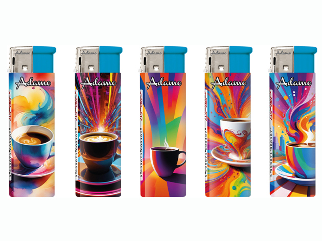 Elektrofeuerzeuge "COFFEE", 5-fach sortiert, 50er Display