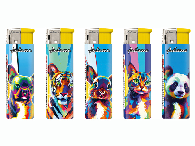 Elektrofeuerzeuge "COLORFUL ANIMALS", 5-fach sortiert, 50er Display