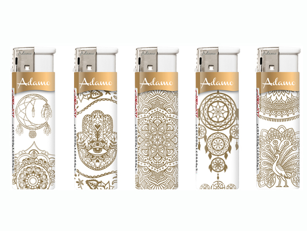 Elektrofeuerzeuge "GOLD SPIRITUAL", 5-fach sortiert, 50er Display