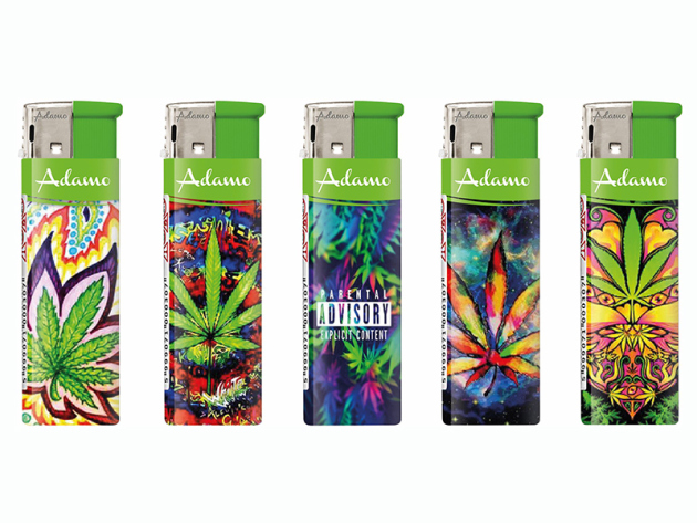 Elektrofeuerzeuge "WEED", 5-fach sortiert, 50er Display