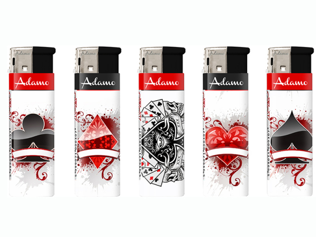 Elektrofeuerzeuge "POKER", 5-fach sortiert, 50er Display