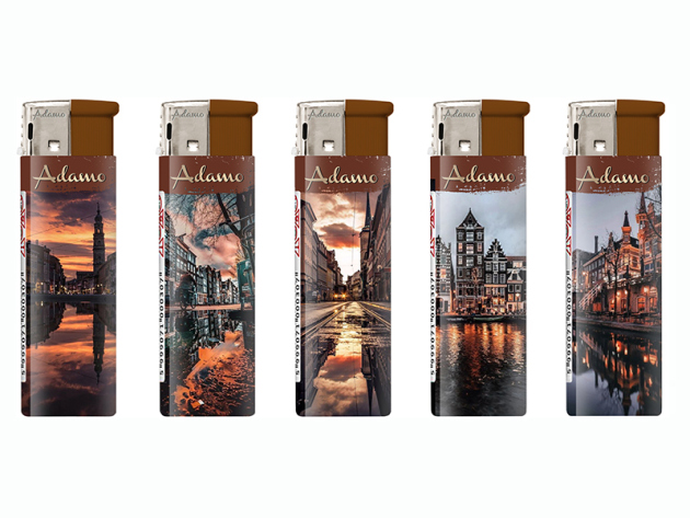 Elektrofeuerzeuge "CITY REFLECTION", 5-fach sortiert, 50er Display