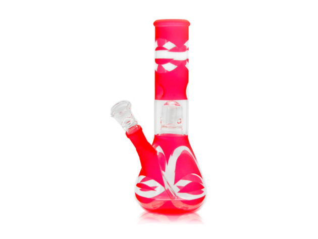 Glasbong "Rot", Höhe 23 cm, Schliff 14,5