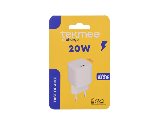 Tekmee Netzstecker Type-C,  20W, Wand Charger; Miniaturgröße, weiß