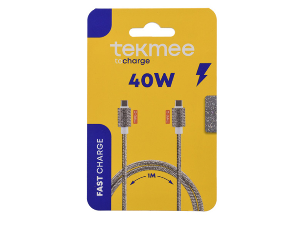 Tekmee Ladekabel, 1m; Type-C auf Type-C, 40W, mit Strasssteinen