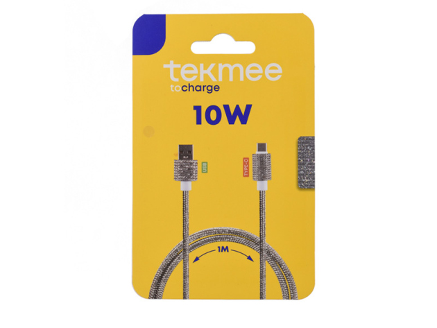 Tekmee Ladekabel, 1m; USB auf Type-C, 10W, mit Strasssteinen