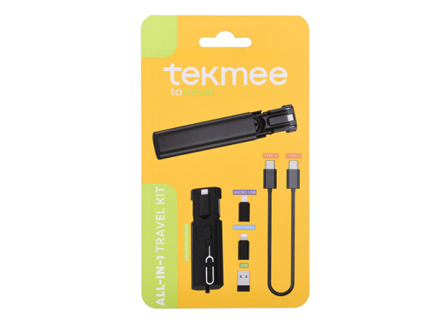 Tekmee Reise-Lade-Set, Micro USB, Lighting, USB, Ladekabel Type-C auf Type-C