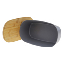 Brotkasten grau mit Holzdeckel aus Buchenholz, 35 x 20 x12 cm; UVP: 24,95 Euro