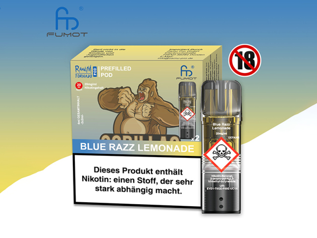 RandM Tornado Prefilled Pod - Blue Razz Lemonade (blaue Himbeerlimonade) - 20mg - 2er Set
