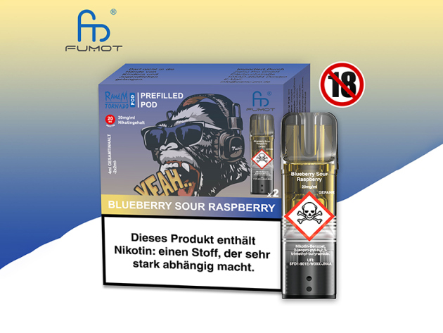 RandM Tornado Prefilled Pod - Blueberry Sour Raspberry (Blaubeere, saure Himbeere) - 20mg - 2er Set