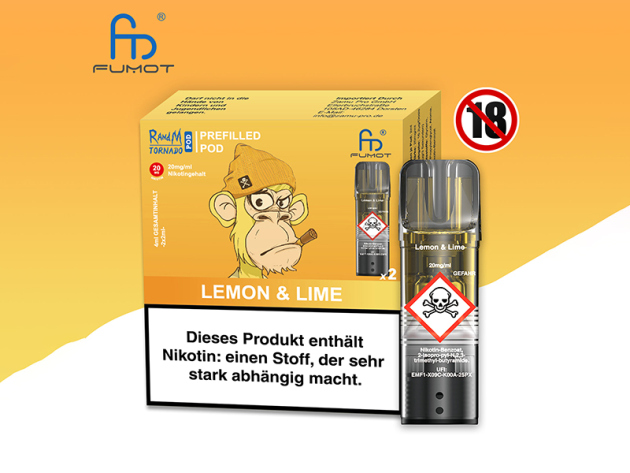 RandM Tornado Prefilled Pod - Lemon & Lime (Zitrone, Limette) - 20mg - 2er Set