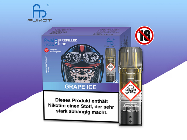 RandM Tornado Prefilled Pod - Grape Ice (Traube, Eis) - 20mg - 2er Set