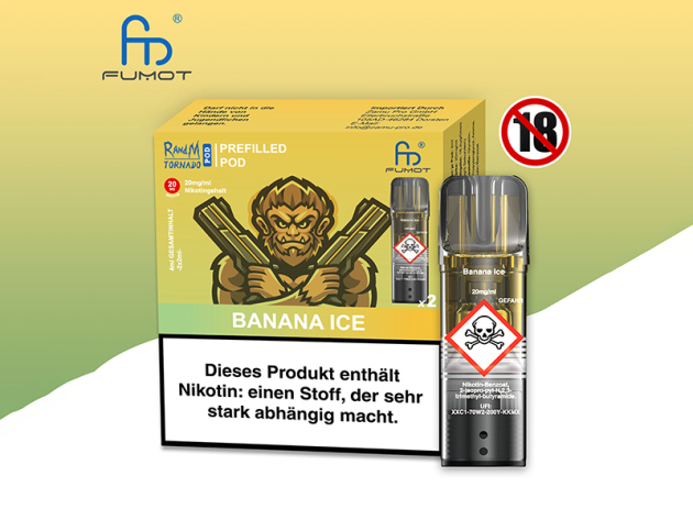 RandM Tornado Prefilled Pod - Banana Ice (Banane, Eis) - 20mg - 2er Set