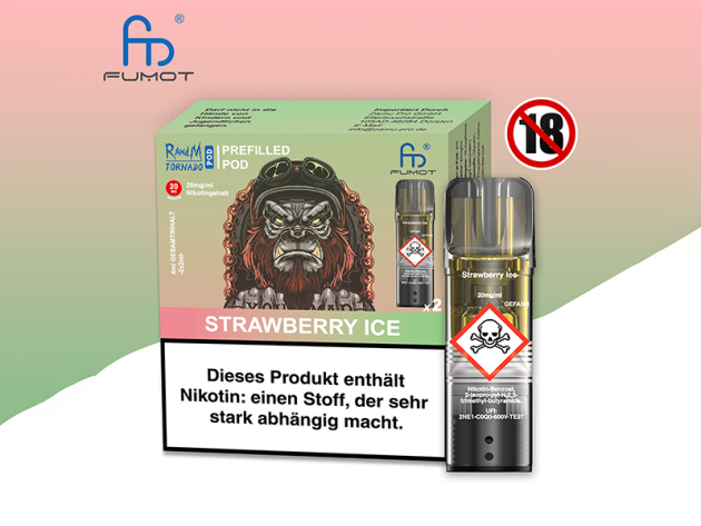 RandM Tornado Prefilled Pod - Strawberry Ice (Erdbeeren Eis) - 20mg - 2er Set