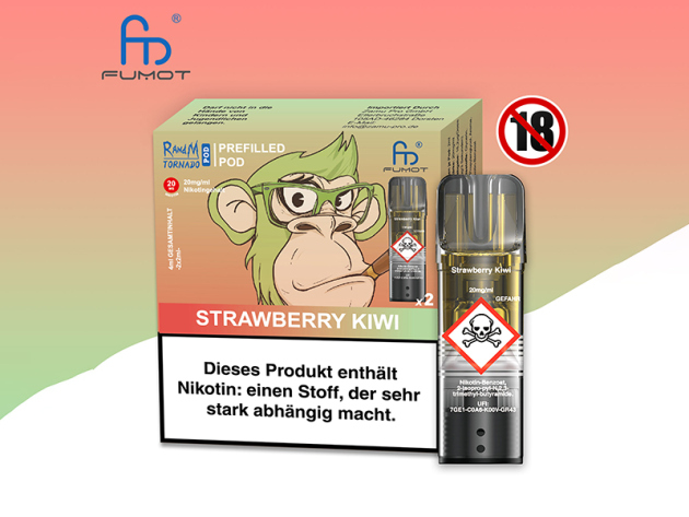 RandM Tornado Prefilled Pod - Strawberry Kiwi (Erdbeeren & Kiwi) - 20mg - 2er Set