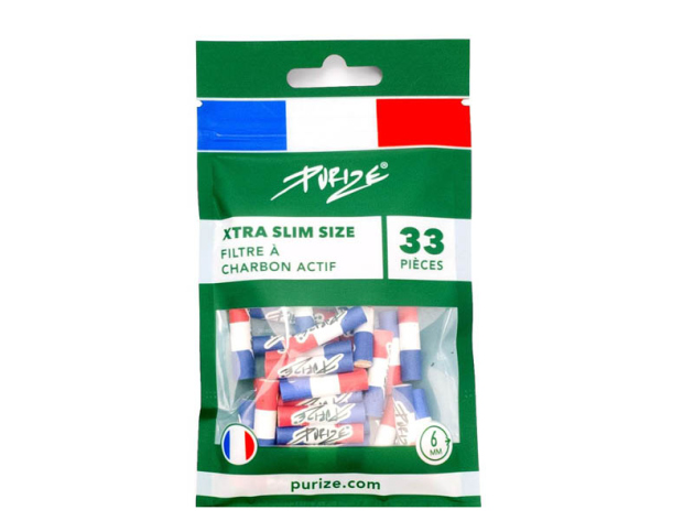 PURIZE Colour Mix, pack of 33, Xtra Slim Size 5.9mm, activated carbon filter