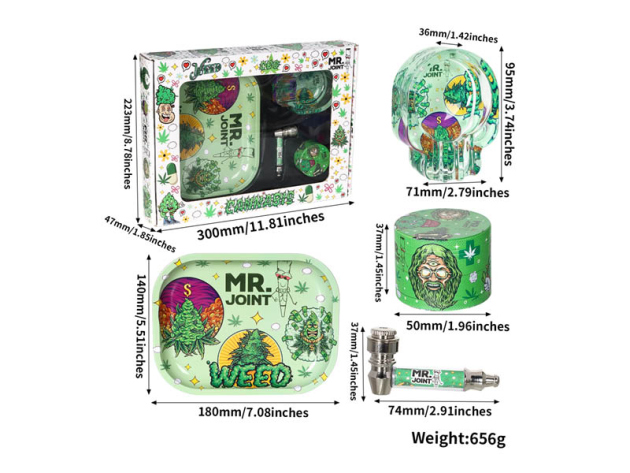Raucher-Set "Mr. Joint" (Pfeife-Grinder-Tray-Aschenbecher)