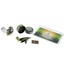 Handpfeifen-Set "Hanfblatt" mit Grinder, Pfeife, Siebe, Drehunterlage in einem Etui