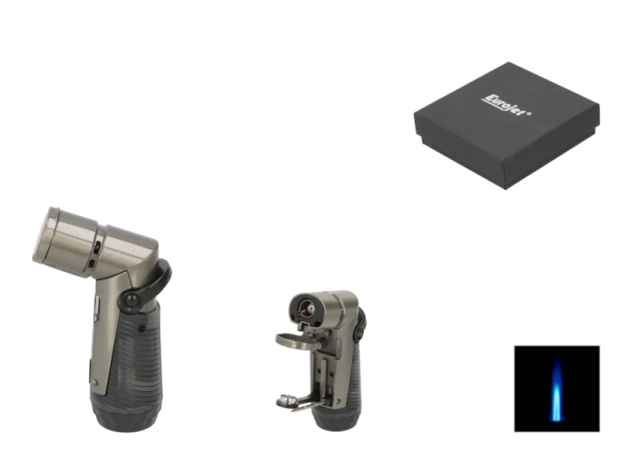 Zigarrenfeuerzeug "Eurojet" anthrazit matt, Jet-Flame, mit Bohrer und Dorn