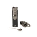 Zigarrenfeuerzeug "Winjet" schwarz crackle/anthrazit, 3xJet-Flame, Bohrer, Dorn, Zigarrenablage