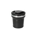 Autoaschenbecher "Schwarz/Silber" Carbonoptik mit LED + Gluttöter, Ø 7,5 / 8 cm H.10cm