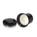 Autoaschenbecher "Schwarz/Silber" Carbonoptik mit LED + Gluttöter, Ø 7,5 / 8 cm H.10cm