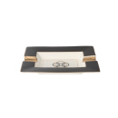 Zigarrenaschenbecher "Schwarz/Goldfarben" Keramik, 2 Ablagen, 20,5x17,5x3,5cm