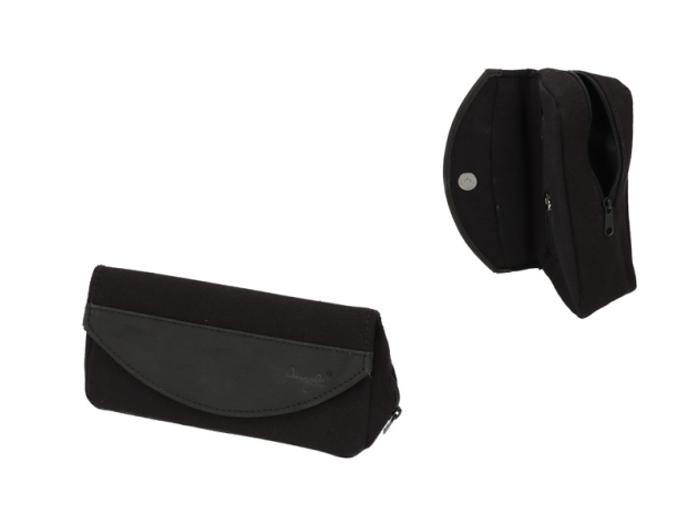 Pfeifentasche Leinen 1er, schwarz mit Kautschuk