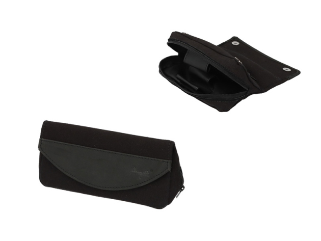 Pfeifentasche Leinen 2er, schwarz mit Kautschuk