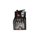 Glaspfeife "Super Heroes" Metallkopf silber- u. goldfarben, 12 cm, 24er Display