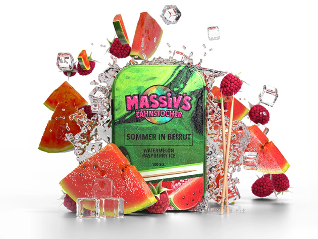 MASSIVS Zahnstocher Sommer in Beirut - Watermelon Raspberry Ice - 100er Pack