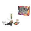 Bong-Set "Super Heroes" mit Bong, Grinder, Storage, Tray, Glaspfeife, Ascher inkl. Bürste + Schaber